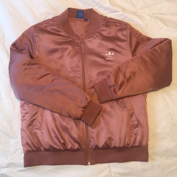 pink satin adidas jacket